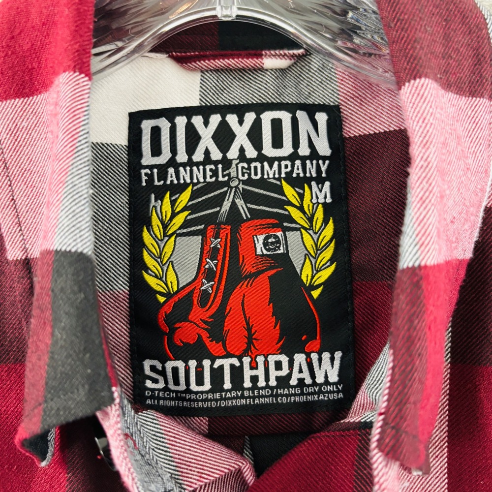 Dixxon Flannel Southpaw Button Up Shirt Mens M Red Black White Plaid Long Sleeve - Picture 4 of 9